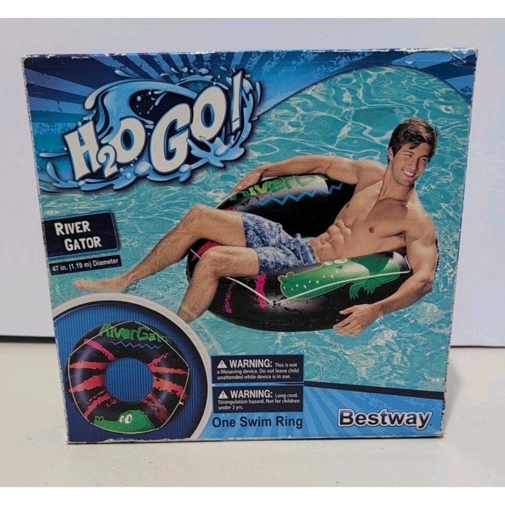 NEW!H2O Go River Gator 1 Person Inflatable Floating Tube Lake Pool Raft 47 Inch